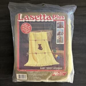 Lasetta Plus New Vintage 1985 Baby Teddy Afghan Kit 30" x 44" Unopened Gift